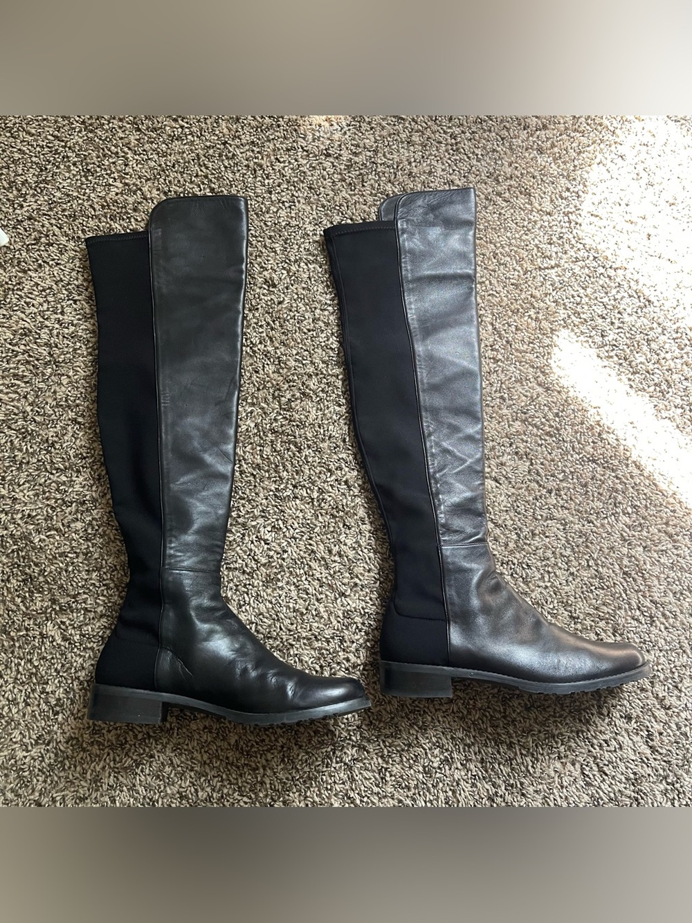 Stuart Weitzman Black Over-the-Knee Stretch 5050 Boots Napa Leather size 7.5